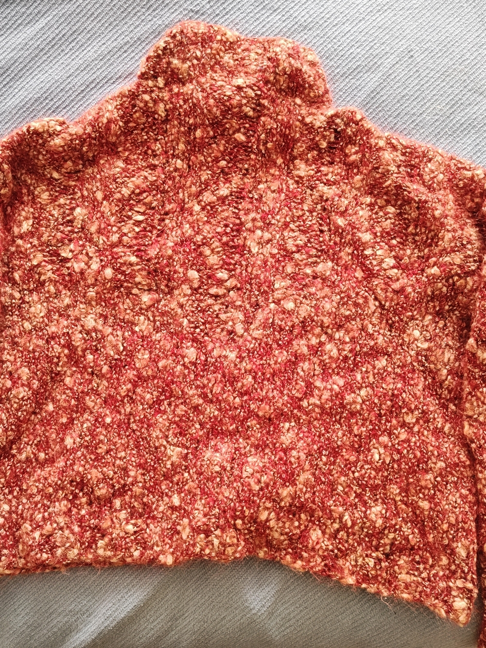 Cozy Textured Red Bouclé Women's Sweater